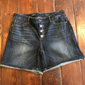 Simply Vera Vera Wang DenimShorts Womens 10 Dark Wash Button Fly Mid Rise Cuffed